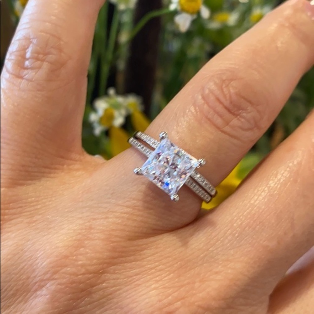 2ct Princess cut Engagement Ring & Wedding Band size 7